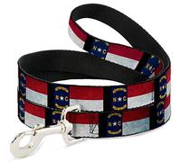 Buckle-Down Correa para perro con bandera de Carolina del Norte, color negro envejecido, disponible en diferentes longitudes y anchos para perros y gatos pequeños, medianos y grandes