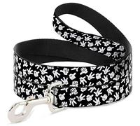 Buckle-Down Correa para Perro Mickey Mouse Hand Gestures2 dispersos Negro Blanco Disponible en Diferentes Longitudes y Anchos para Perros y Gatos pequeños, medianos y Grandes