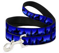 Buckle-Down Cowboy/Coyote Silhouettes/Western Landscape Blues/Black Pet Leash, 6" x 1"