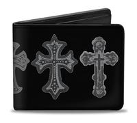 Buckle-Down Cruces de billetera plegable para hombre, 4 x 3.5 pulgadas