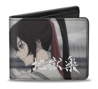 Buckle-Down Crunchyroll Billetera, plegable, Hells Paradise Sagiri Profile Sword Pose Grays, cuero vegano, Gris, 4.0" x 3.5", Casual