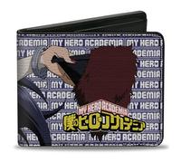 Buckle-Down Crunchyroll Billetera, plegable, My Hero Academia Midnight Saltando Pose y logotipo, azul y blanco, cuero vegano, Varios colores, 4.0" x 3.5", Casual