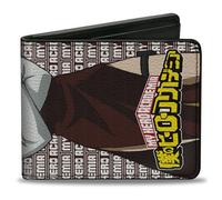 Buckle-Down Crunchyroll - Cartera plegable, My Hero Academia Pro Hero Ryukyu Pose y logotipo, color blanco burdeos, cuero vegano, Varios colores, 4.0" x 3.5", Casual
