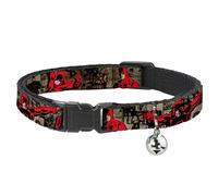 Buckle-Down Daredevil Action Poses/Comic Panels Grays/Red Breakaway Cat Collar, 1/2" x 8-12"/Medium