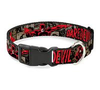 Buckle-Down Daredevil Action Poses/Comic Panels Grays/Red Collar de plástico con Clip, 1/2" x 8-12"/Medium