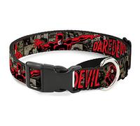 Buckle-Down Daredevil Action Poses/Comic Panels Grays/Red Martingale Collar de Perro, 3,81 cm x 33,02 cm/pequeño