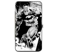Buckle-Down DC Comics - Cartera con bisagras, cadena Batman Jim Lee Hush y lápices de gancho de agarre, cuero vegano, 7 x 4 pulgadas, casual