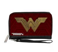 Buckle-Down DC Comics - Cartera con cremallera alrededor, Wonder Woman 2017 Icon Borgoña/Oro, piel vegana, Oro, 7.5"x4.5", Casual
