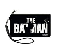 Buckle-Down DC Comics - Cartera con cremallera, diseño de Batman de la película Batman, color negro y blanco, lona, Batman, 8" x 5", Casual