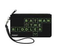 Buckle-Down DC Comics - Cartera con cremallera, rompecabezas de la película de Batman, crucigrama, negro y verde, lona, Batman, 8" x 5", Casual