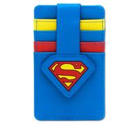Buckle-Down DC Comics - Cartera para tarjetas de identificación, logotipo de Superman Super Shield, azul, cuero vegano