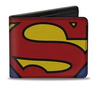 Buckle-Down DC Comics - Cartera plegable, diseño de Superman Close Up Shield azul, piel vegana, Azul, 4.0" x 3.5", Casual