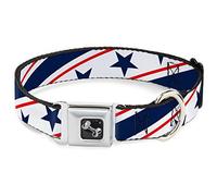 Buckle-Down DC-W30189-WS Americana Estrellas diagonales y Rayas Blanco/Rojo/Azul cinturón de Seguridad Collar de Perro, pequeño