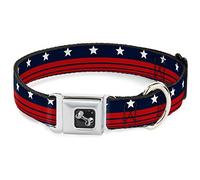 Buckle-Down DC-W30190-L Americana Stars & Stripes4 - Collar para Perro, Color Azul/Blanco/Rojo