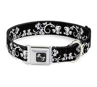 Buckle-Down DC-W30255-WM - Collar para Perro, tamaño Mediano, diseño de Mariposas, Color Negro y Blanco