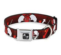 Buckle-Down DC-W30444-WL - Collar para cinturón de Seguridad para Perro, tamaño Grande, diseño de Calaveras, Color Negro y Rojo