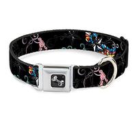 Buckle-Down DC-W30478-M - Cinturón de Seguridad para Perro, tamaño Mediano, diseño de Calaveras duras y Estrellas, Color Negro y Multicolor