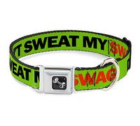 Buckle-Down DC-W30483-S- Collar para cinturón de Seguridad, diseño de Perro con Texto Don't Sweat My Swag Neon Green/Black/Red Seatbelt, tamaño pequeño