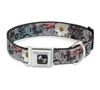 Buckle-Down DC-W30620-WS - Collar de Perro con Hebilla para cinturón de Seguridad, diseño de Flores, Color Rosa, 13 a 18 Pulgadas, 1.5 Pulgadas de Ancho