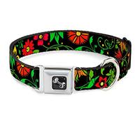 Buckle-Down DC-W30666-L - Cinturón de Seguridad para Perro, Talla L, diseño Floral, Color Negro, Rojo, Naranja y Verde