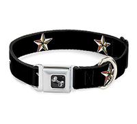 Buckle-Down DC-W31406-M - Cinturón de Seguridad para Perro, tamaño Mediano, diseño de Estrella náutica, Color Negro/Blanco/Arco Iris