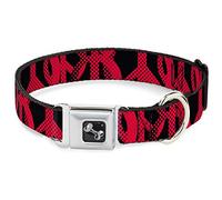 Buckle-Down DC-W31614-WM - Collar para cinturón de Seguridad para Perro, tamaño Mediano, Lunares de la Paz, Color Negro y Fucsia