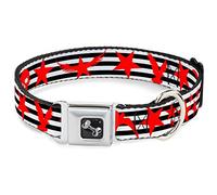 Buckle-Down DC-W31931-WM - Collar para Perro, Talla M, diseño de Rayas, Color Negro, Blanco y Rojo