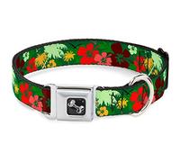 Buckle-Down DC-W32083-S- Collar para cinturón de Seguridad para Perro, pequeño, Tropical Flora Verde/Rojo/Oro