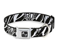 Buckle-Down DC-W32865-S- Collar para cinturón de Seguridad para Perro, pequeño, Logotipo de BD/Buckle-Down Script Negro/Blanco