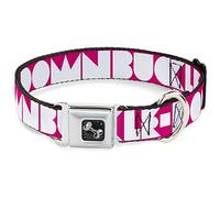 Buckle-Down DC-W32868-WM - Collar para Perro, tamaño Mediano, diseño de cinturón de Seguridad, Color Rosa y Blanco