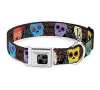 Buckle-Down DC-W34216-M - Collar para Perro, tamaño Mediano, diseño de Calaveras de azúcar pintadas y Flores