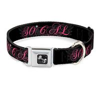 Buckle-Down DC-W34567-S- Collar para cinturón de Seguridad para Perro, pequeño, SO Cal Script/alas Negro/Gris/Rosa