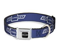 Buckle-Down DC-WCH043-WL 18 - 32 "CHAX-1965 Chevrolet Bowtie Full Color Negro/Blanco Collar de Perro, Grande