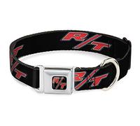 Buckle-Down DC-WCL012-WL 18-32" "CLL-Dodge Challenger R/T Emblema - Collar para Perro, Color Negro, Blanco y Rojo, tamaño Grande
