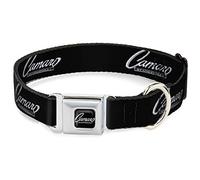 Buckle-Down DC-WCM016-WM 16-23" "CMU-1969 Camaro by Chevrolet Emblema Collar para Perro, Color Negro y Plateado, tamaño Mediano
