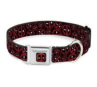 Buckle-Down DC-WDP032-S- Collar para Perro, pequeño, diseño de Escudo de Deadpool, Color Negro/Rojo/Blanco