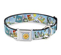 Buckle-Down DC-WDY157-WL DYEH Frozen Sun - Collar para Perro, Color Azul y Amarillo, tamaño Grande, 45,7-81,2 cm