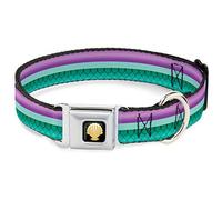 Buckle-Down DC-WDY229-WM - Hebilla para cinturón de Seguridad, diseño de Sirena, Color Morado, Verde y Dorado, 3,81 cm, Cuello Mediano, 40,64-58,42 cm