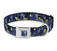 Buckle-Down DC-WDY274-M DYHQ Dory Pose2/Swirls - Collar para Perro, Color Azul/Amarillo, tamaño mediano/11-17