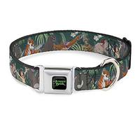 Buckle-Down DC-WDY308-WM DYIU The Jungle Book - Collar para Perro, Color Negro y Verde, Ancho mediano/40,6 a 58,4 cm