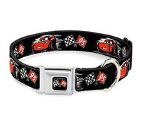 Buckle-Down DC-WDY405-WM - Collar para cinturón de Seguridad para Perro, tamaño Mediano, 3 Banderas para Caricatura de Carreras, Color Negro, Blanco y Rojo