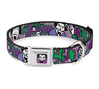 Buckle Down DC-WJK001-WL - Collar para cinturón de Seguridad para Perro, Grande, Grande, Cara/Logotipo de Joker, Color Negro/Blanco/Morado