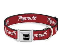 Buckle-Down DC-WPLY002-WM 16-23" "PLYA-Plymouth Logo de Texto a Todo Color Negro/Blanco Collar de Perro, Ancho Mediano