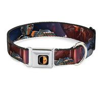 Buckle-Down DC-WSDS003-WS 13-18" "SDSA-Deathstroke Logo Full Color Negro/Naranja/Rojo/Blanco Collar de Perro, tamaño pequeño, Ancho