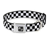 Buckle Down de Rombos Negro/Blanco Collar de Perro Hueso, Gran Tamaño Mediano/16 - 23 "