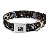 Buckle-Down Dead Men Tell No Tales - Collar para Perro, Color Negro, Ancho mediano/16-23