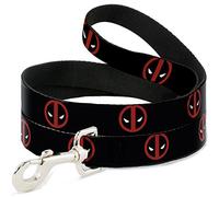Buckle-Down Deadpool Logo Negro/Rojo/Blanco Pet Leash, 6' x 1/2"