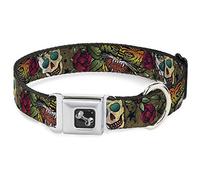 Buckle-Down Death Before Dishonor Closeup - Collar para Perro de Oliva, tamaño mediano/11-17