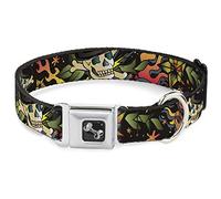 Buckle-Down Death or Glory Closeup Black Dog Collar Bone, Medium/11-17