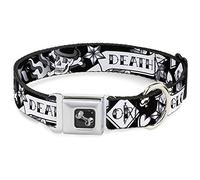 Buckle-Down Death or Glory - Collar para Perro, Color Negro y Blanco, Ancho mediano/16-23